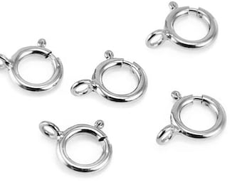 10 pcs Sterling Silver Spring Ring Clasp w/Closed Ring 6mm