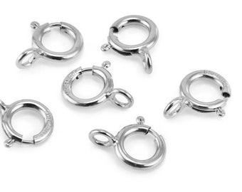 10 pcs Fermoir à ressort en argent sterling avec anneau fermé 5 mm