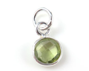 Sterling Silver Peridot Round Charm 6mm