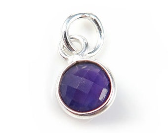 Sterling Silver Amethyst Round Charm 6mm