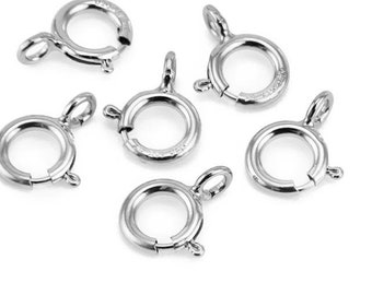 10 pcs Sterling Silver Spring Ring Clasp with Open Ring 5mm
