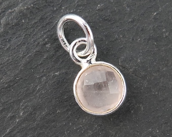 Sterling Silver Rose Quartz Round Charm 6mm