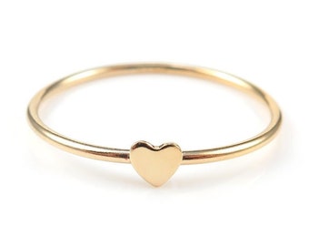 Gold Filled Stacking Ring with Heart ~ Size L / US 6 / EU 52