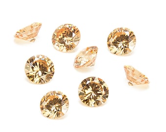 Pack of 10 ~ Cubic Zirconia Round ~ Peach ~ Various Sizes