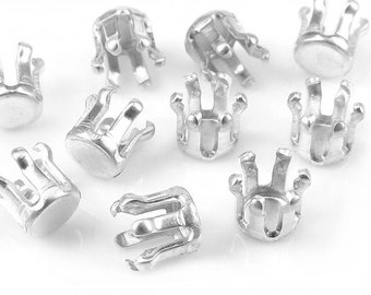 10 pcs Sterling Silver Round Prong Setting 3mm