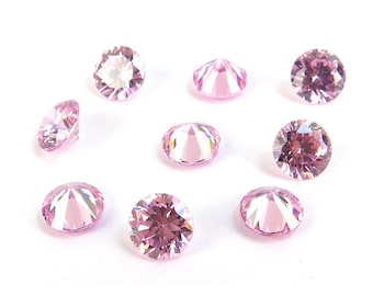 Pack of 10 ~ Cubic Zirconia Round ~ Rose Pink ~ Various Sizes