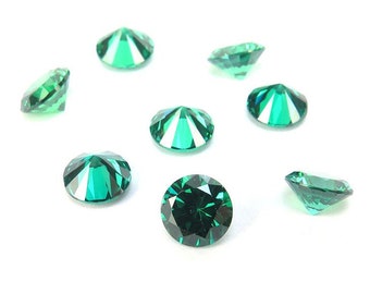 Pack of 10 ~ Cubic Zirconia Round ~ Teal ~ Various Sizes