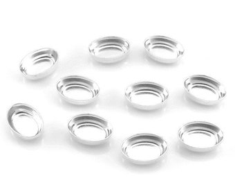 10 pcs Sterling Silver Oval Bezel Cup Setting 6mm x 4mm