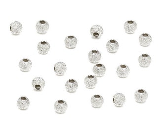 Sterling Silver Stardust Spacer Bead Round Ball Drilled Small Large Hole 3-8mm