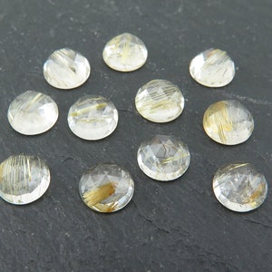 Golden Rutilated Quartz Round Rose Cut Cabochon~ Various Sizes