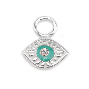 Sterling Silver Eye Charm with Turquoise Enamel 7.75mm