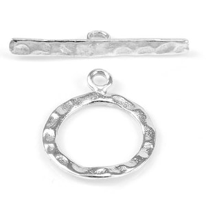 Sterling Silver Hammered Toggle and Bar Clasp 13mm