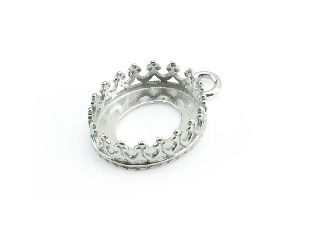 Sterling Silver Gallery Wire Oval Bezel Pendant 12mm X 10mm