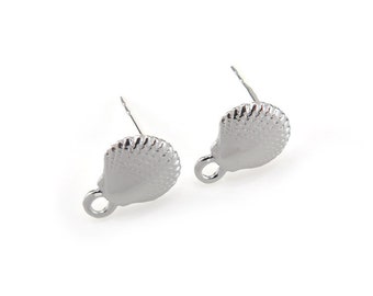 Boucle d'oreille en forme de coquillage en argent sterling ~ PAIRE