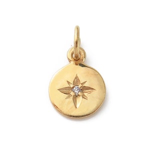 Gold Plated Silver Pole Star Charm with CZ 8mm