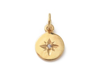 Charm étoile polaire en vermeil doré avec CZ 8 mm