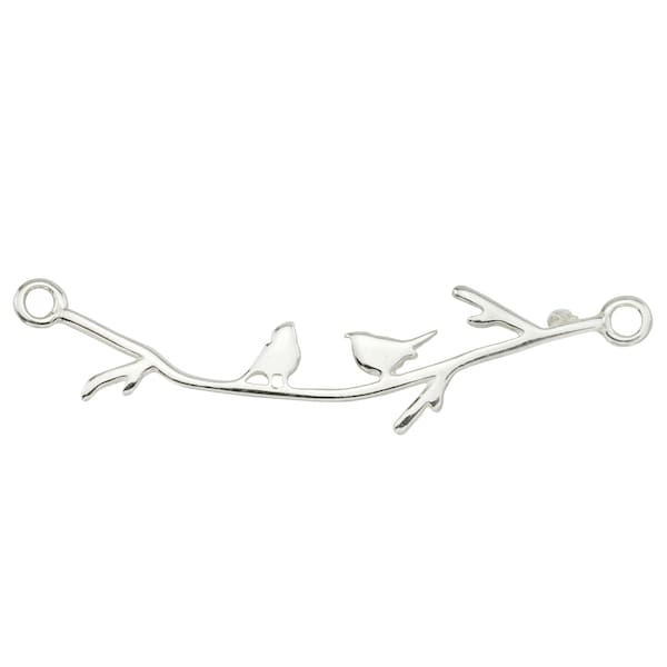 Sterling Silver Tiny Birds on Branch Connector 32mm