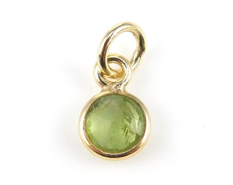 Gold Plated Silver Peridot Round Charm 6mm