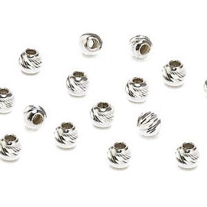 10 pcs ~ Sterling Silver Multi Cut Bead 3mm