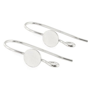 Sterling Silver Ear Wire with Flat Pad ~ Various Sizes ~ PAIR