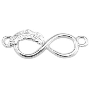 Puede incluir: Encanto de plata infinito con un diseño de pluma. El encanto tiene dos bucles para sujetarlo a joyas.