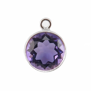 Sterling Silver Bezel Charm ~ Amethyst ~ 8.5mm