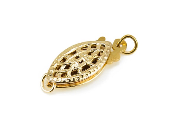 filigree fish hook clasp GOMAKERER 2 Pcs Brass Pearl Necklace Clasp, 15mm Golden Oval Filigree Horse Eye Jewelry Slide Clasps Bracelet Connectors for Necklace Bracelet Chain Jewelry Making A slender filigree fish hook clasp with a plated metal finish  adds a delicate Single Diamond Filigree Fish Hook