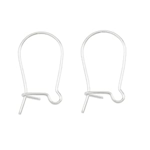 May include: A pair of silver earring hooks with a simple design. The hooks are made of metal and have a smooth finish.