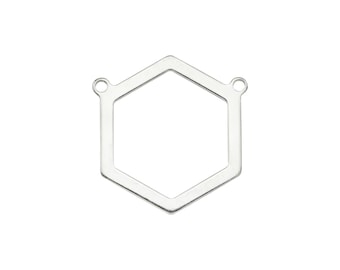 Sterling Silver Hexagon Connector 17mm