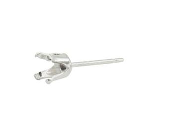 PAIR Sterling Silver 5mm Snap Setting Ear Posts
