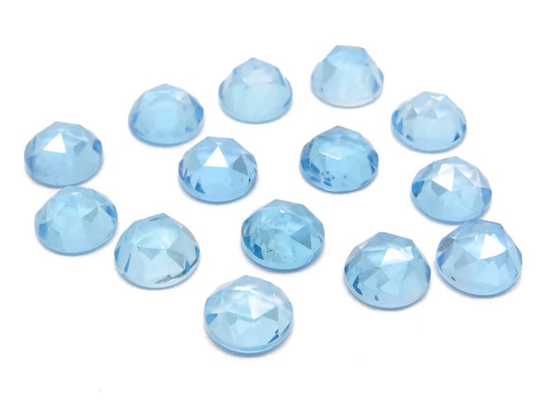 Swiss Blue Topaz Rose Cut Round Cabochon Gemstone ~ Various Sizes