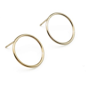 Gold Filled Round Circle Ear Posts 15mm ~ PAIR