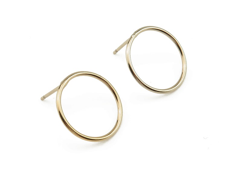 Gold Filled Round Circle Ear Posts 15mm ~ PAIR