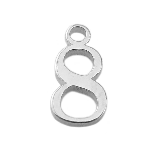 Charme numérique en argent sterling ~ 8