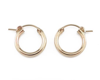 Gold Filled Hinged Earring Hoop 15mm ~ PAIR