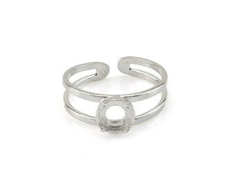 Verstellbarer Ring aus Sterlingsilber mit 5 mm Krappenfassung