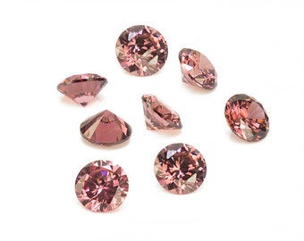 Pack of 10 ~ Cubic Zirconia Round ~ Rhodolite ~ Various Sizes