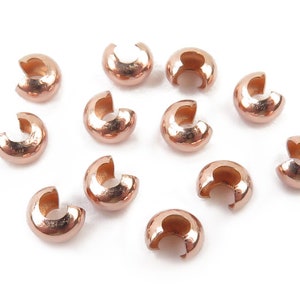 10 pcs Rose Gold Filled Crimp Cover 3mm