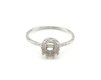 Ring aus Sterlingsilber mit Galeriedraht-Lünettenbecher 6 mm ~ Größe L