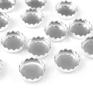 10 pcs Sterling Silver Serrated Round Bezel Cup Setting 6mm