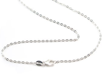 Sterling Silver Flat Cable Chain Necklace with Lobster Clasp ~ 18"