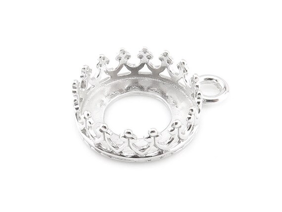 Sterling Silver Gallery Wire Bezel Pendant 10mm