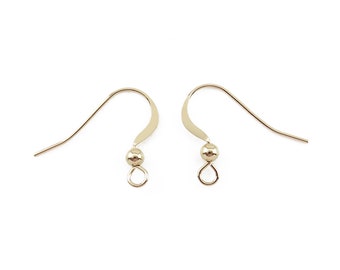 Gold Filled Flat Ear Wire with Bead ~ PAIR