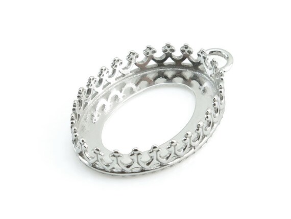 Sterling Silver Gallery Wire Oval Bezel Pendant 18mm X 13mm