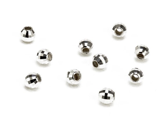 10 pcs ~ Sterling Silver Round Mirror Bead 4mm