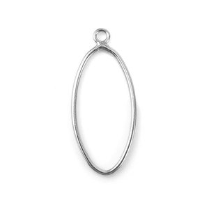May include: Silver oval pendant with a loop at the top. The pendant is a simple oval shape with a smooth finish.