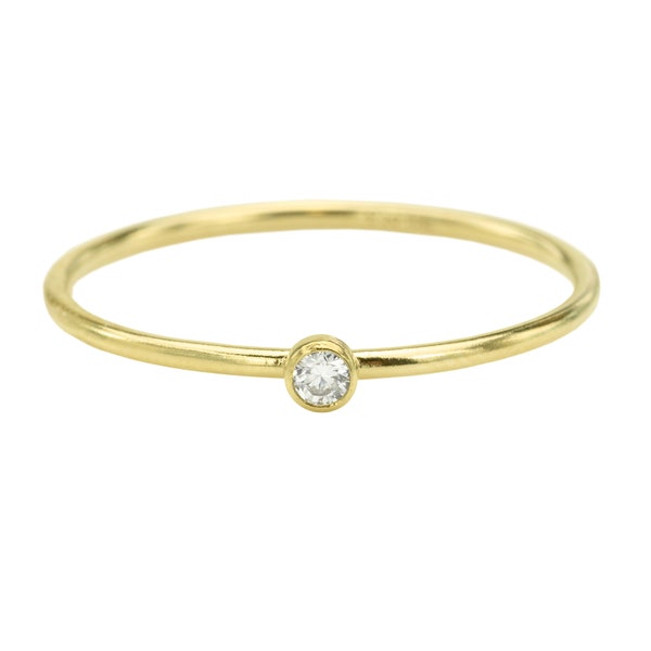 Gold Filled Stacking Ring with CZ ~ Size R / US 9 / EU 60