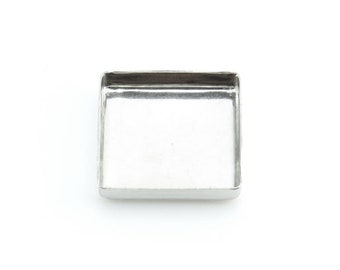 Sterling Silver Square Bezel Cup Setting 14mm