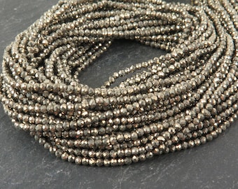 AAA Pyrite Faceted Rondelles 2.25mm ~ 12.5" Strand