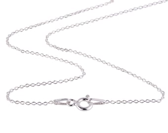 Sterling Silver Fine Cable Chain Necklace with Spring Clasp ~ 17.5"